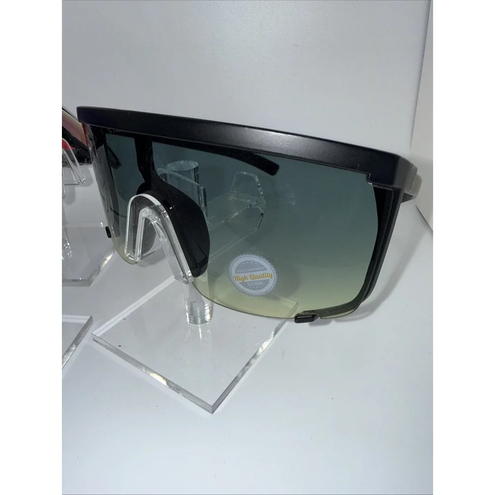 3 NEW pairs Shield Sunglasses Mirrored Lens Sport Fishing Black- Gradient Lenses